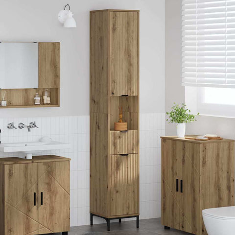 vidaXL Bathroom Tall Cabinet with Door Artisan oak 31.5 x 33 x 190 cm