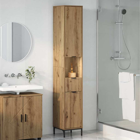 vidaXL Bathroom Tall Cabinet with Door Artisan oak 31.5 x 33 x 190 cm
