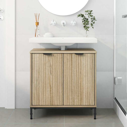 vidaXL Bathroom Sink Cabinet with Door Sonoma oak 60.5 x 33.5 x 61 cm