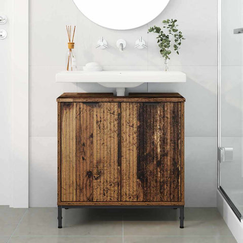 vidaXL Bathroom Sink Cabinet with Storage Old wood 60.5 x 33.5 x 61 cm
