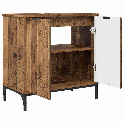 vidaXL Bathroom Sink Cabinet with Storage Old wood 60.5 x 33.5 x 61 cm