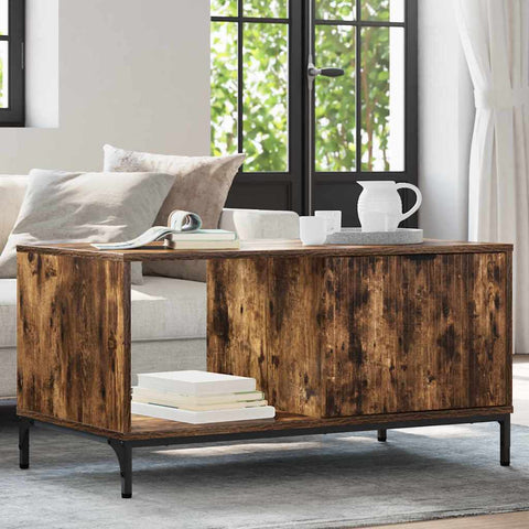vidaXL Coffee Table Smoked oak 90 x 49 x 46 cm Engineered wood