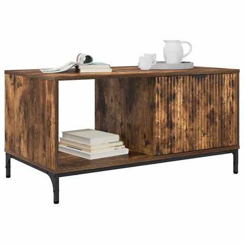 vidaXL Coffee Table Smoked oak 90 x 49 x 46 cm Engineered wood