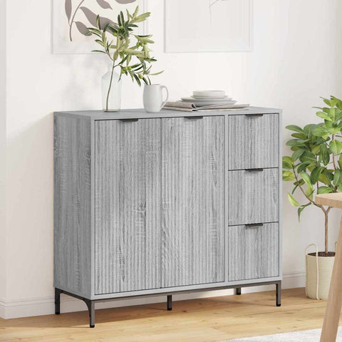 vidaXL Sideboard Grey sonoma 89.5 x 33 x 82 cm Engineered wood