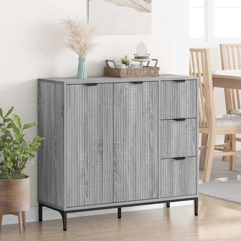 vidaXL Sideboard Grey sonoma 89.5 x 33 x 82 cm Engineered wood