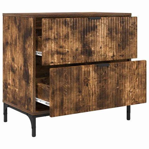 vidaXL Bedside Table Smoked oak 63.5 x 36 x 61 cm Engineered wood