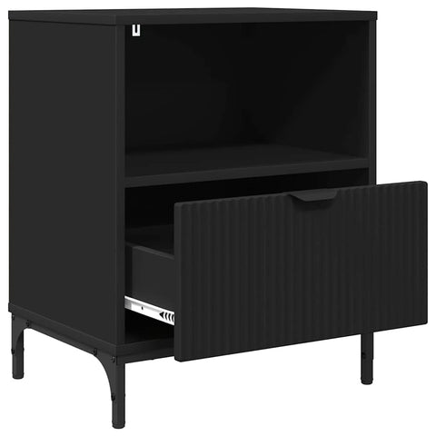 vidaXL Bedside Table with Drawer Black 49 x 36 x 61 cm Engineered wood