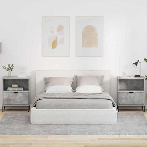 vidaXL Bedside Tables with Drawer 2 pcs Concrete grey 49 x 36 x 61 cm