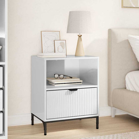 vidaXL Bedside Table High gloss white 49 x 36 x 61 cm Engineered wood