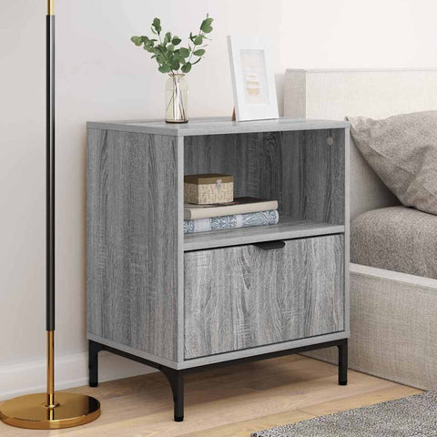 vidaXL Bedside Tables with Drawer 2 pcs Grey sonoma 49 x 36 x 61 cm