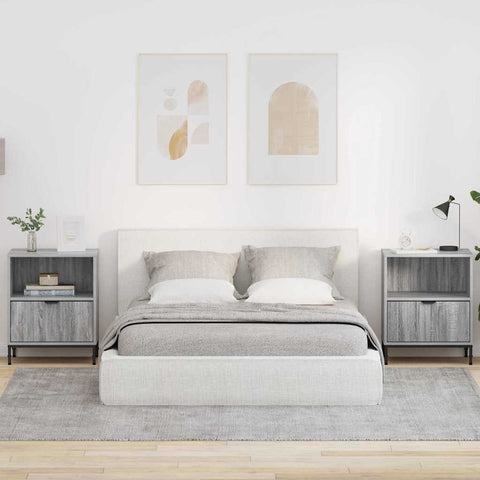 vidaXL Bedside Tables with Drawer 2 pcs Grey sonoma 49 x 36 x 61 cm