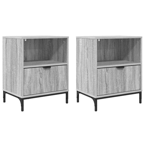 vidaXL Bedside Tables with Drawer 2 pcs Grey sonoma 49 x 36 x 61 cm