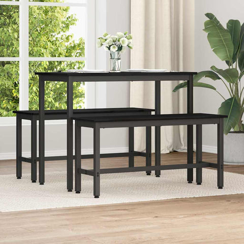 vidaXL Dining Bench 2 pcs Black Oak 100 x 32.5 x 48.5 cm