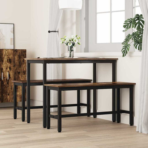 vidaXL Dining Bench 2 pcs Smoked Oak 100 x 32.5 x 48.5 cm