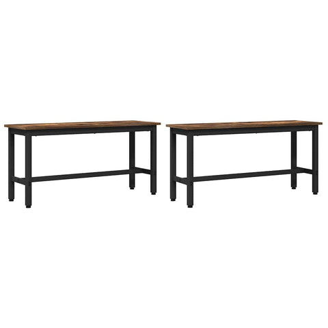 vidaXL Dining Bench 2 pcs Smoked Oak 100 x 32.5 x 48.5 cm