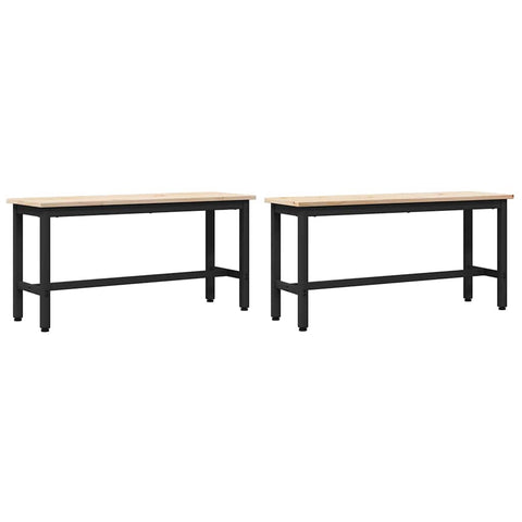 vidaXL Dining Benches 2 pcs Natural 100 x 32.5 x 49 cm Solid pine wood