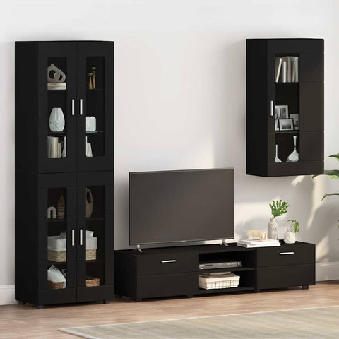 vidaXL Wall-mounted Cabinet Black 55 x 29 x 100 cm Engineered wood