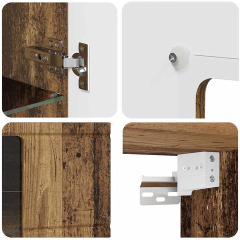 vidaXL Wall-mounted Cabinet Old wood 55 x 29 x 100 cm Engineered wood