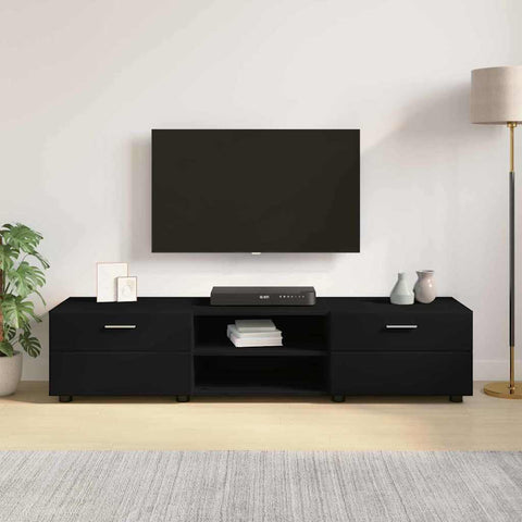 vidaXL TV Cabinet with Drawer Black 150 x 39 x 30 cm Engineered wood