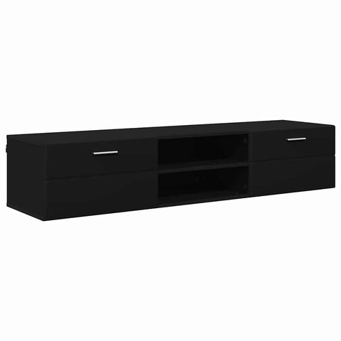 vidaXL TV Cabinet with Drawer Black 150 x 39 x 30 cm Engineered wood