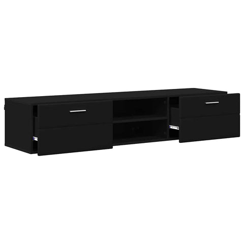 vidaXL TV Cabinet with Drawer Black 150 x 39 x 30 cm Engineered wood