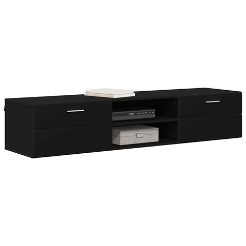 vidaXL TV Cabinet with Drawer Black 150 x 39 x 30 cm Engineered wood