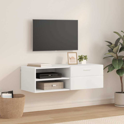 vidaXL TV Cabinet with Drawer White 100.5 x 39 x 30 cm Engineered wood