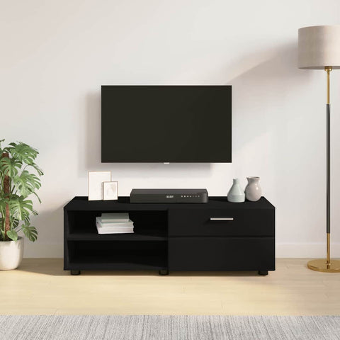 vidaXL TV Cabinet with Drawer Black 100.5 x 39 x 30 cm Engineered wood