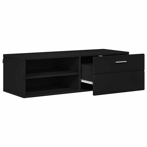 vidaXL TV Cabinet with Drawer Black 100.5 x 39 x 30 cm Engineered wood