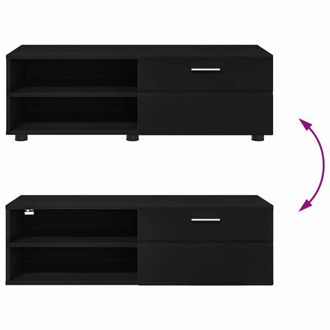 vidaXL TV Cabinet with Drawer Black 100.5 x 39 x 30 cm Engineered wood