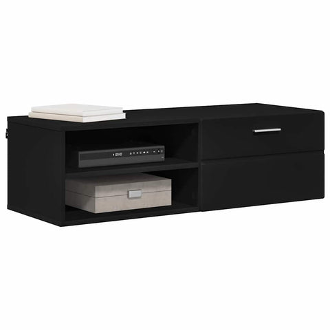 vidaXL TV Cabinet with Drawer Black 100.5 x 39 x 30 cm Engineered wood