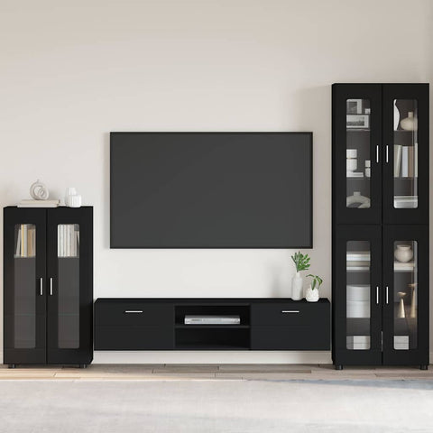 vidaXL Sideboard with Shelf Black 55.5 x 29 x 100 cm Engineered Wood