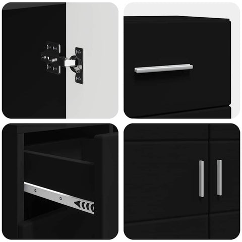 vidaXL Sideboard with Drawer Black 88.5 x 30.5 x 73 cm Engineered wood