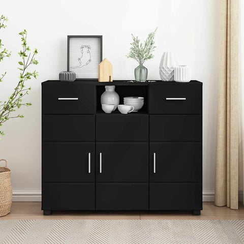 vidaXL Sideboard with Drawer Black 88.5 x 30.5 x 73 cm Engineered wood
