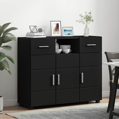 vidaXL Sideboard with Drawer Black 88.5 x 30.5 x 73 cm Engineered wood