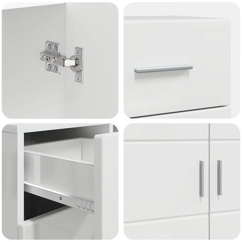vidaXL Sideboard High gloss white 88.5 x 30.5 x 73 cm Engineered wood