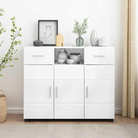 vidaXL Sideboard High gloss white 88.5 x 30.5 x 73 cm Engineered wood