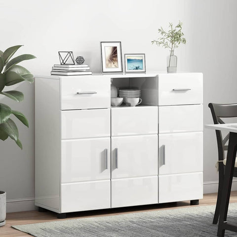 vidaXL Sideboard High gloss white 88.5 x 30.5 x 73 cm Engineered wood