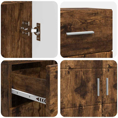 vidaXL Sideboard Smoked oak 88.5 x 30.5 x 73 cm Engineered wood