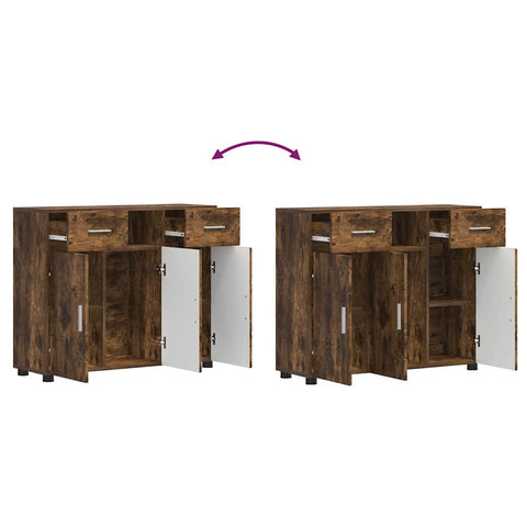 vidaXL Sideboard Smoked oak 88.5 x 30.5 x 73 cm Engineered wood