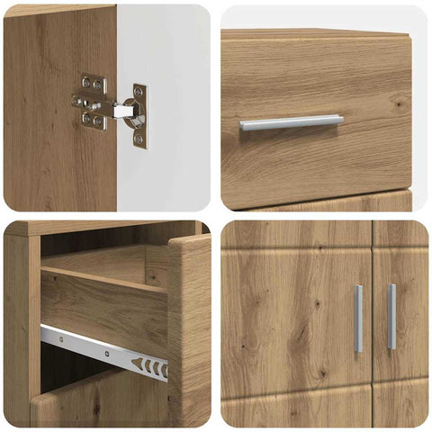 vidaXL Sideboard Artisan oak 88.5 x 30.5 x 73 cm Engineered wood