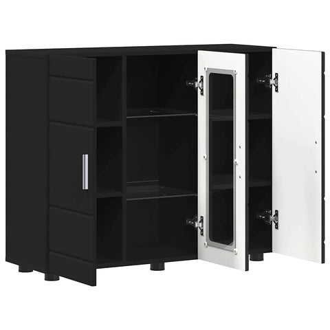 vidaXL Sideboard with Shelf Black 55.5 x 29 x 100 cm Engineered wood