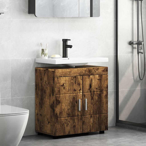 vidaXL Bathroom Basin Cabinet with Storage Smoked oak 60 x 34 x 63 cm