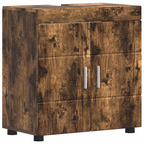 vidaXL Bathroom Basin Cabinet with Storage Smoked oak 60 x 34 x 63 cm