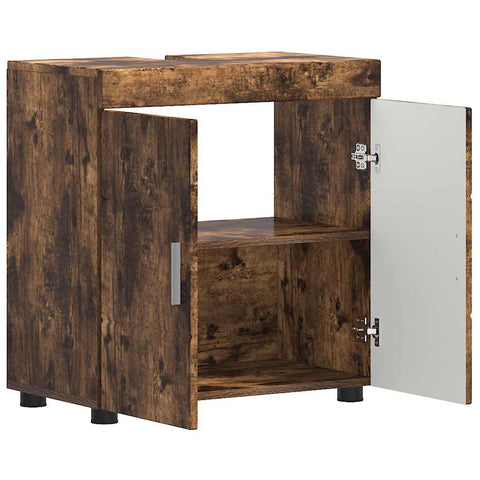 vidaXL Bathroom Basin Cabinet with Storage Smoked oak 60 x 34 x 63 cm
