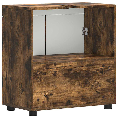 vidaXL Bathroom Basin Cabinet with Storage Smoked oak 60 x 34 x 63 cm