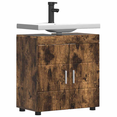 vidaXL Bathroom Basin Cabinet with Storage Smoked oak 60 x 34 x 63 cm