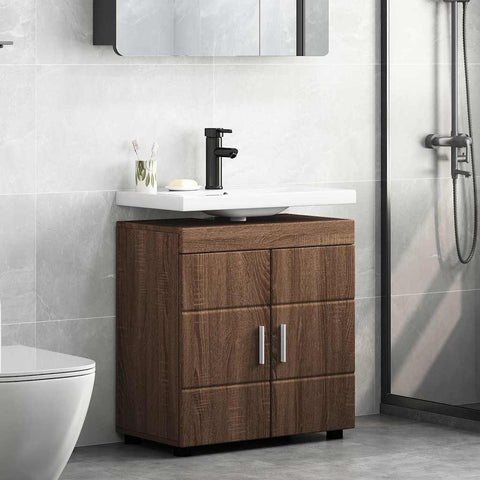 vidaXL Bathroom Basin Cabinet with Storage Brown oak 60 x 34 x 63 cm