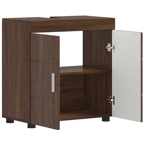 vidaXL Bathroom Basin Cabinet with Storage Brown oak 60 x 34 x 63 cm