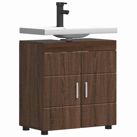 vidaXL Bathroom Basin Cabinet with Storage Brown oak 60 x 34 x 63 cm